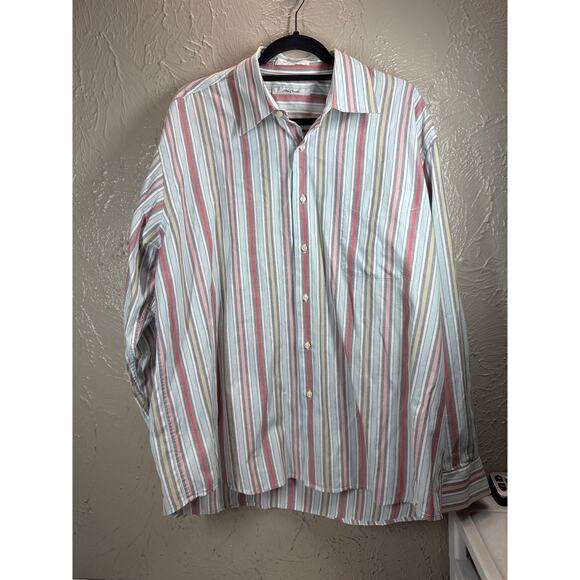 Alan Flusser Shirt Mens Casual Pocket Button Up Colorful Striped Long Sleeve‎ XL - Picture 1 of 5